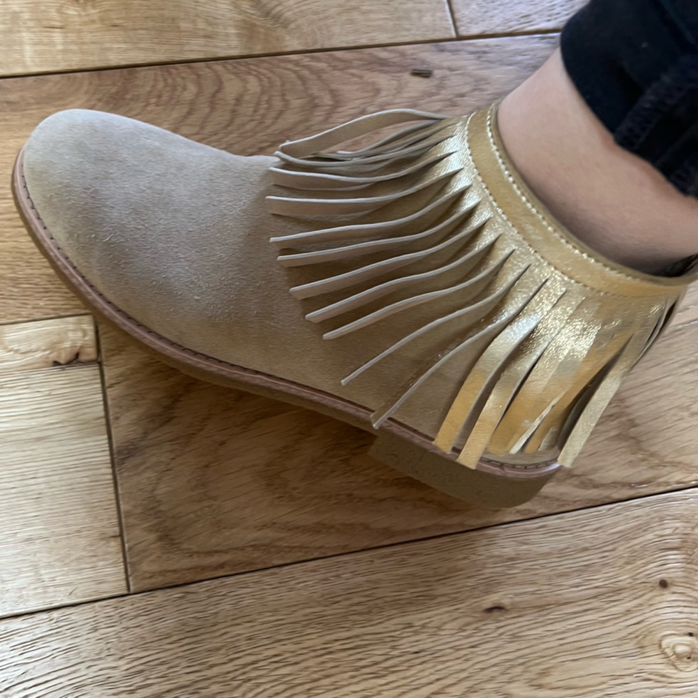 Kate Spade Saks Fifth Gold Fringe Suede Booties - Picture 11 of 13